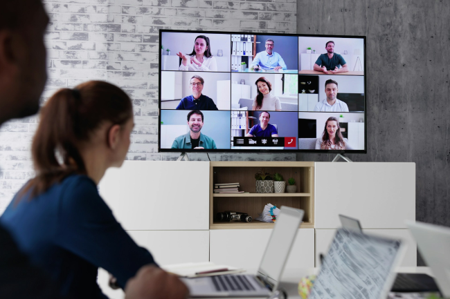 A hybrid event taking place in-person and online