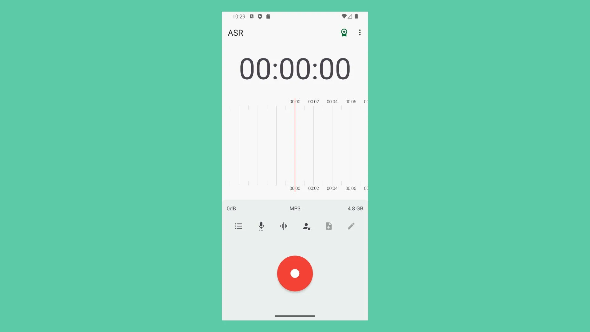 The interface of ASR Voice Recorder.
