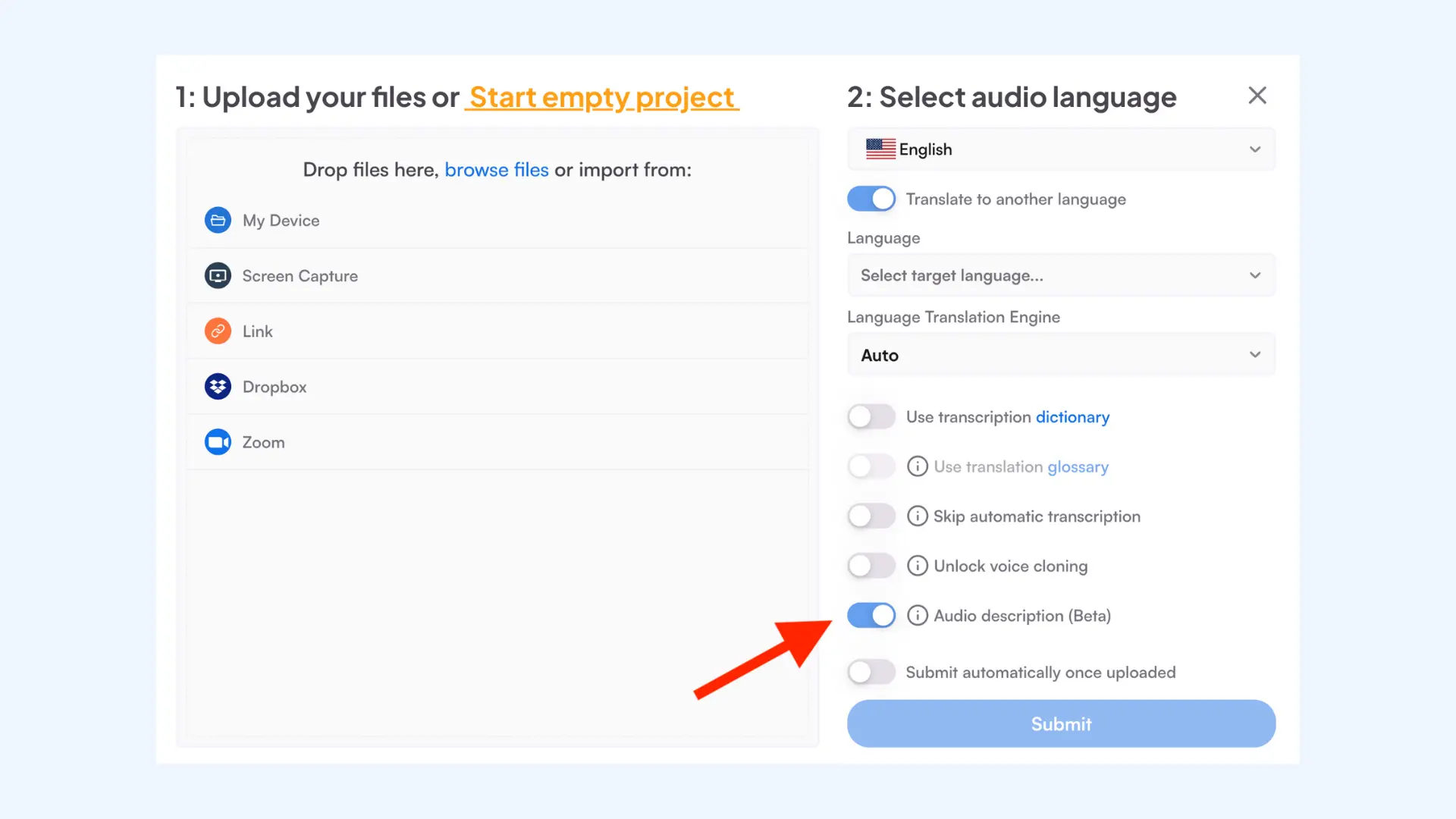 How to add audio description to a video with Maestra.