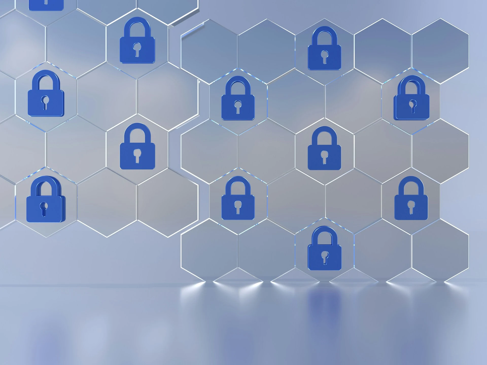 A group of blue padlocks representing data security and privacy.