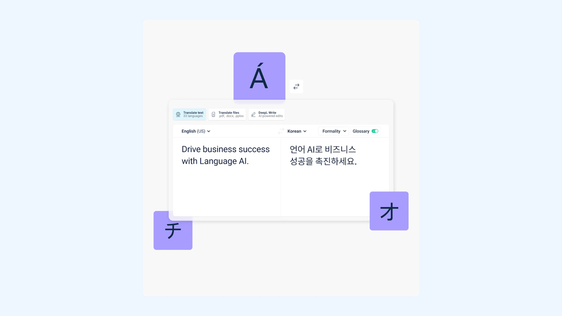 DeepL translating a sentence from English to Korean.