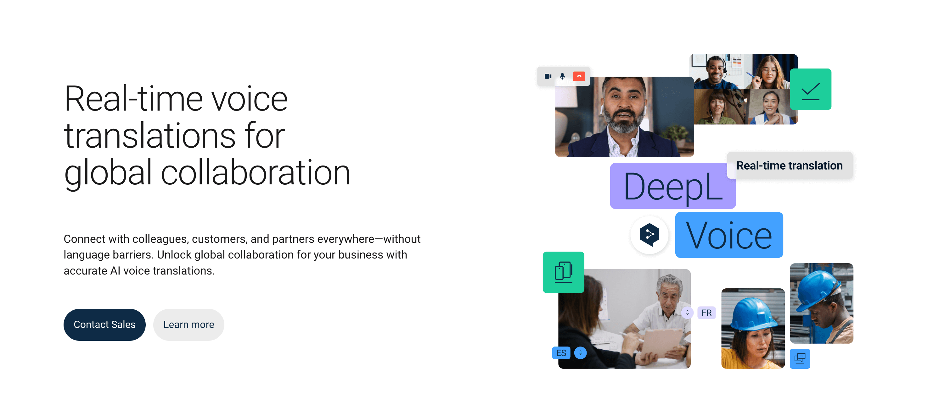 The web page of DeepL Voice Translator.