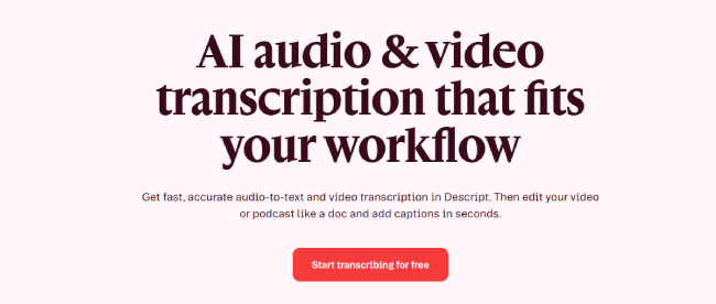 Descript AI audio & video transcription tool