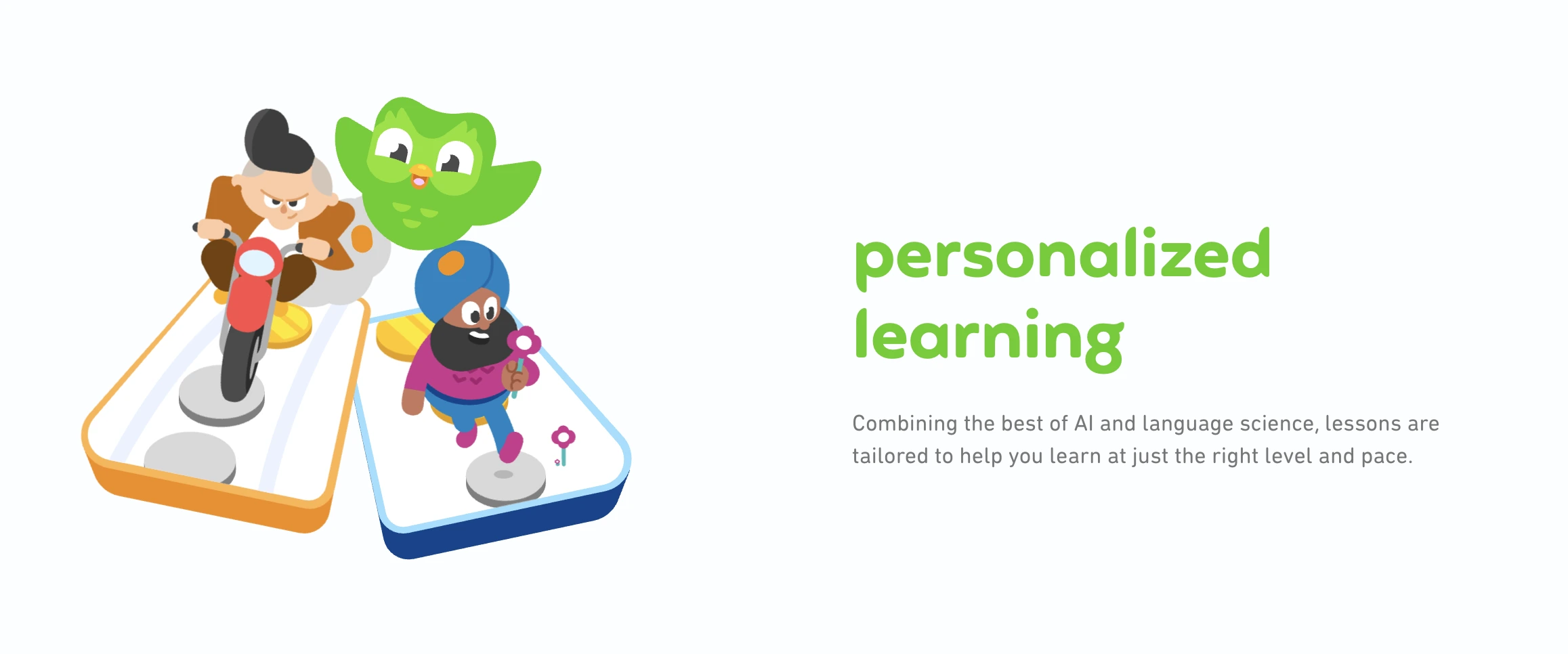 The homepage of Duolingo.