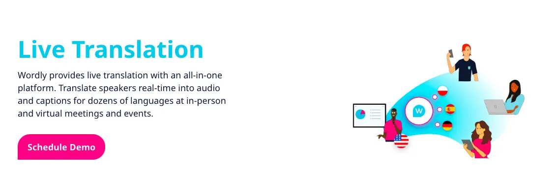 The web page of Wordly for live translation.