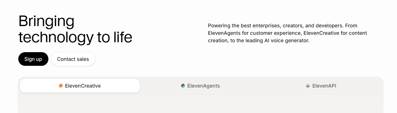 ElevenLabs homepage