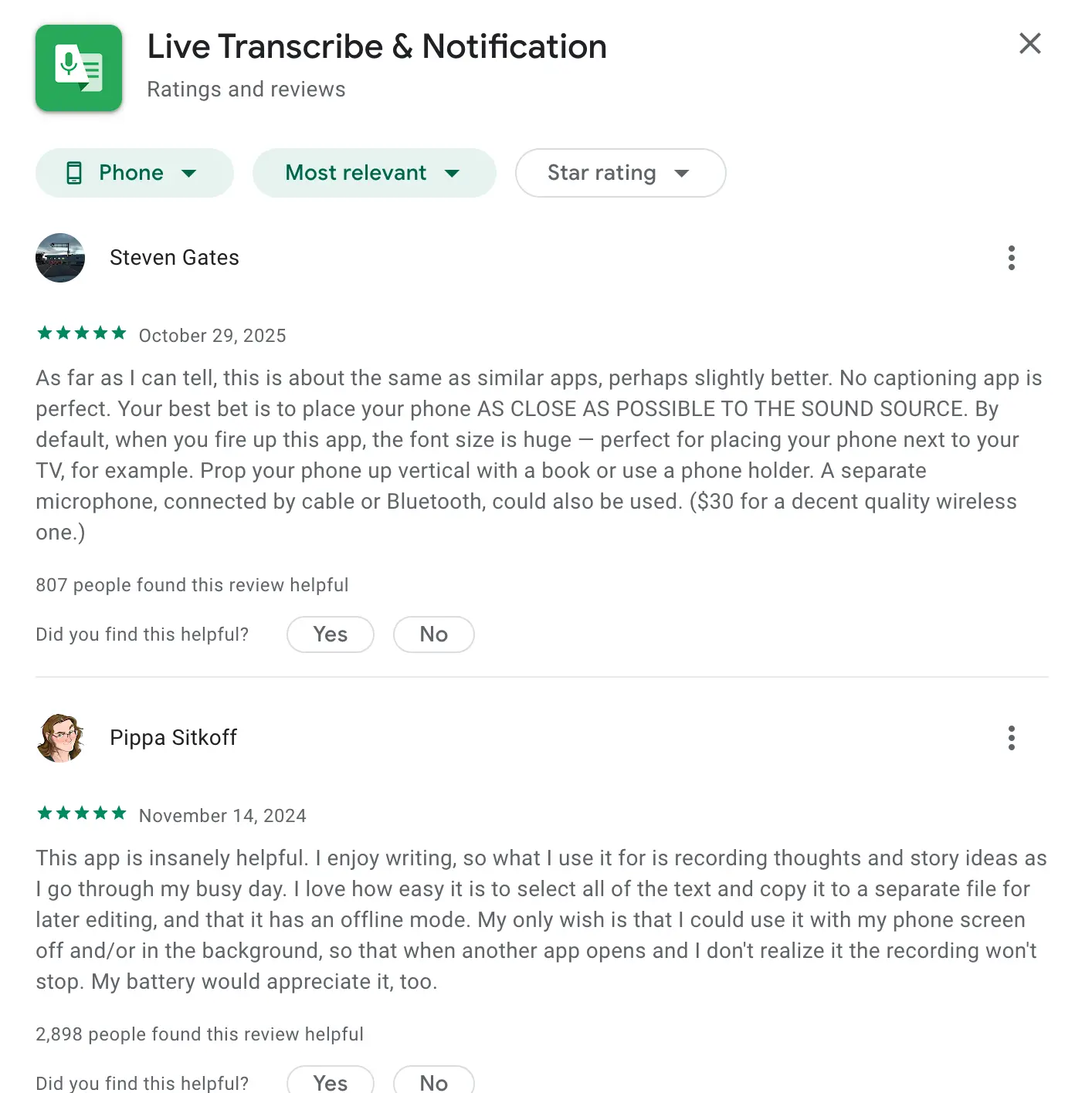Google Live Transcribe app reviews on the Play Store - free real-time transcription app for deaf and hard-of-hearing users