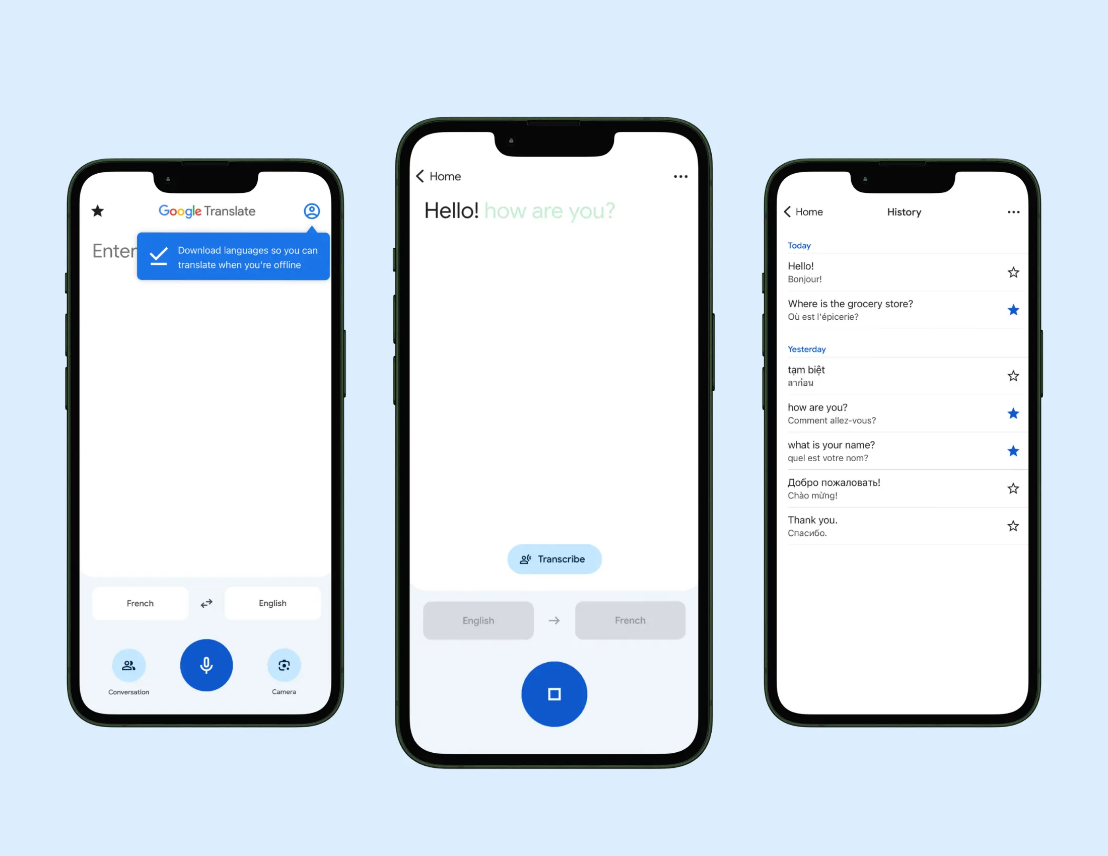 Google Translate iPhone app showing translation features