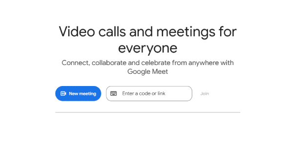 Google Meet landing page.