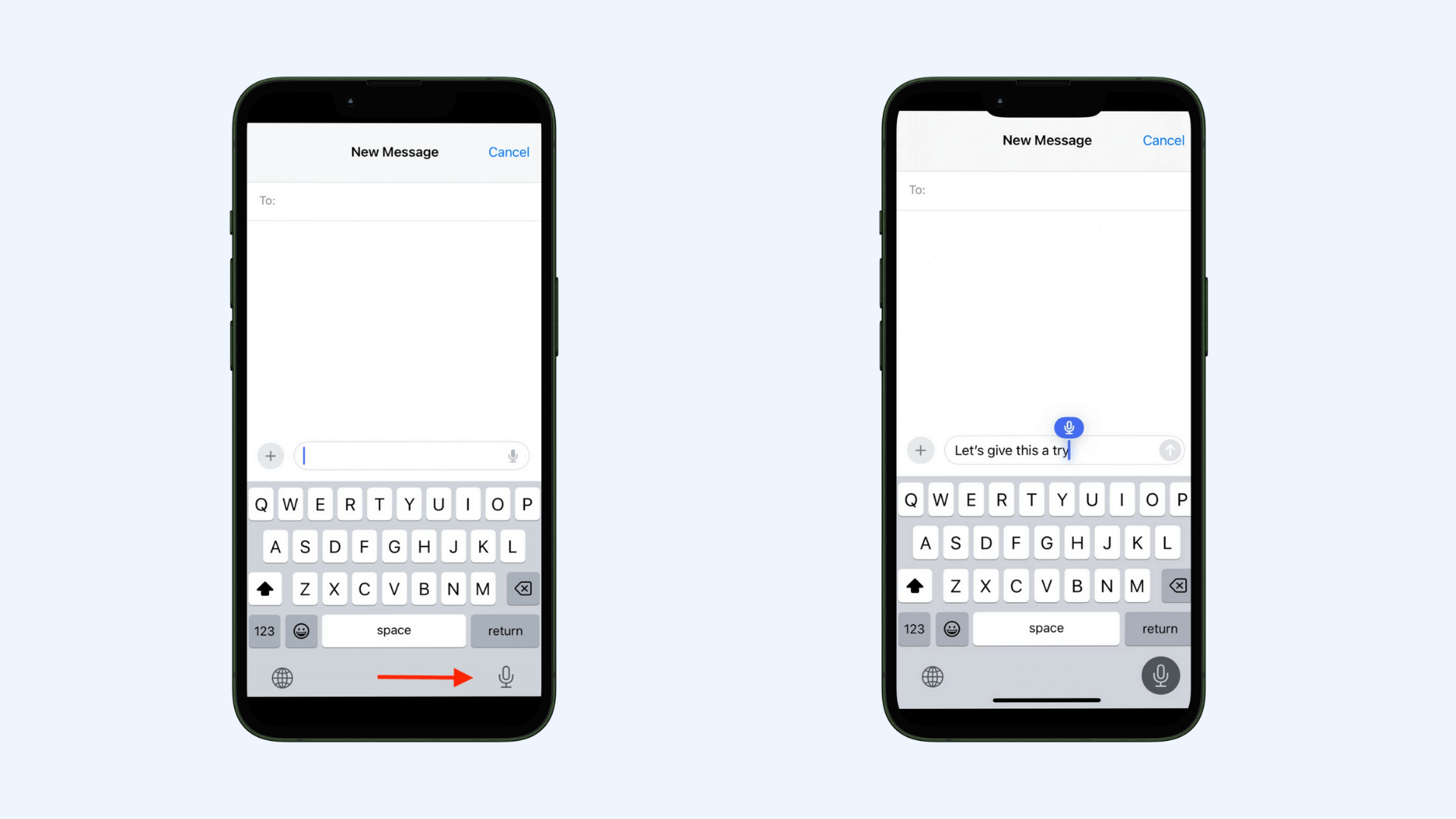 How to dictate a message on iPhone.