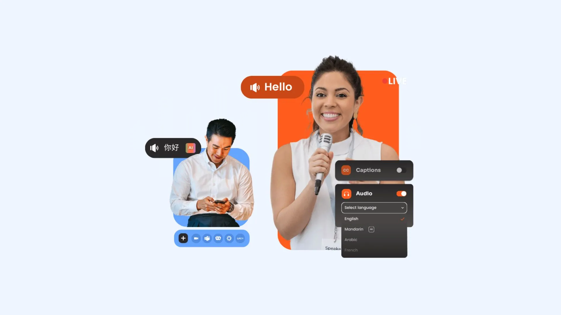 An illustration of Interprefy's live translation service.