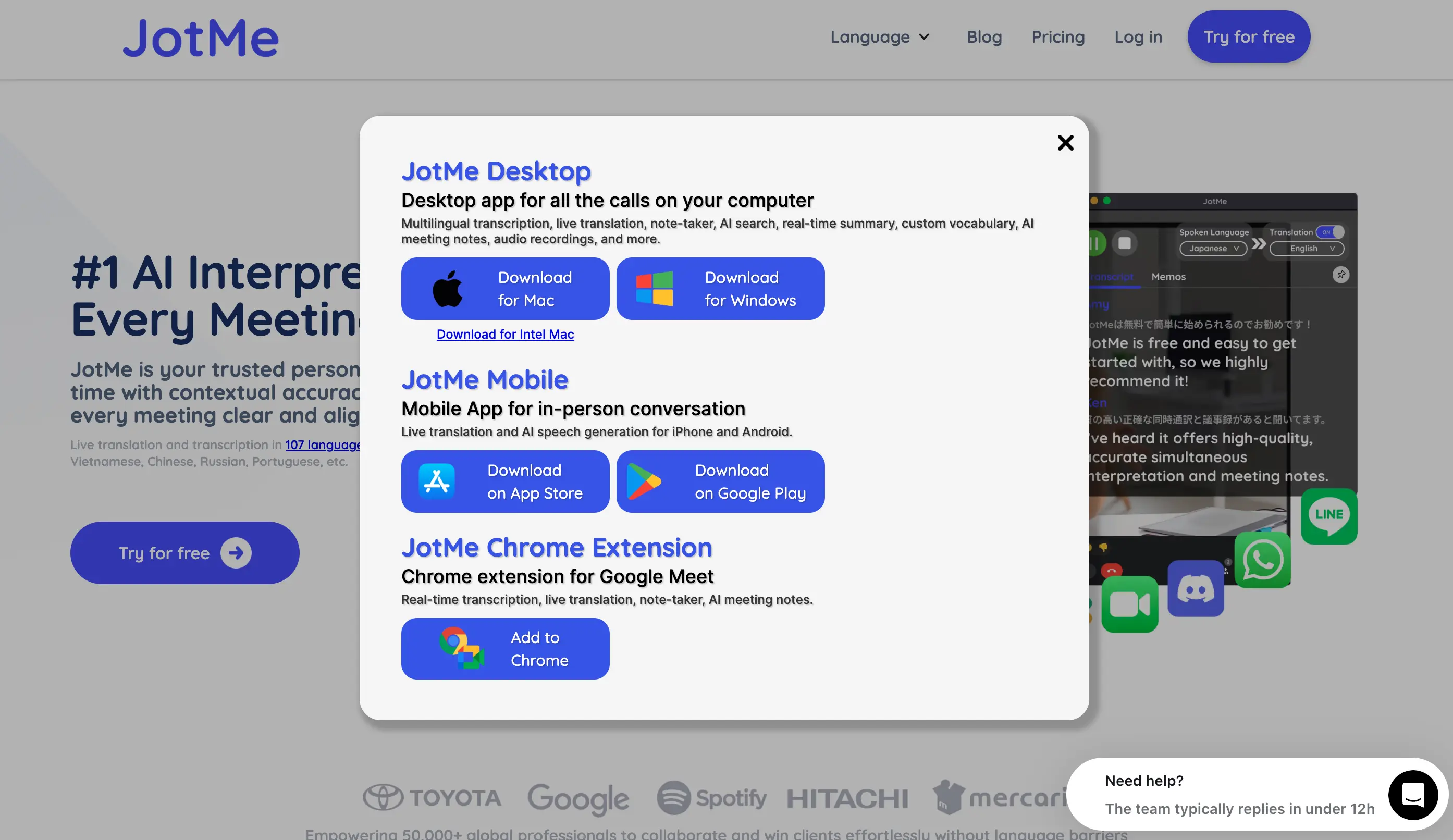 Screenshot of Reverso showing translation to French with alternative options