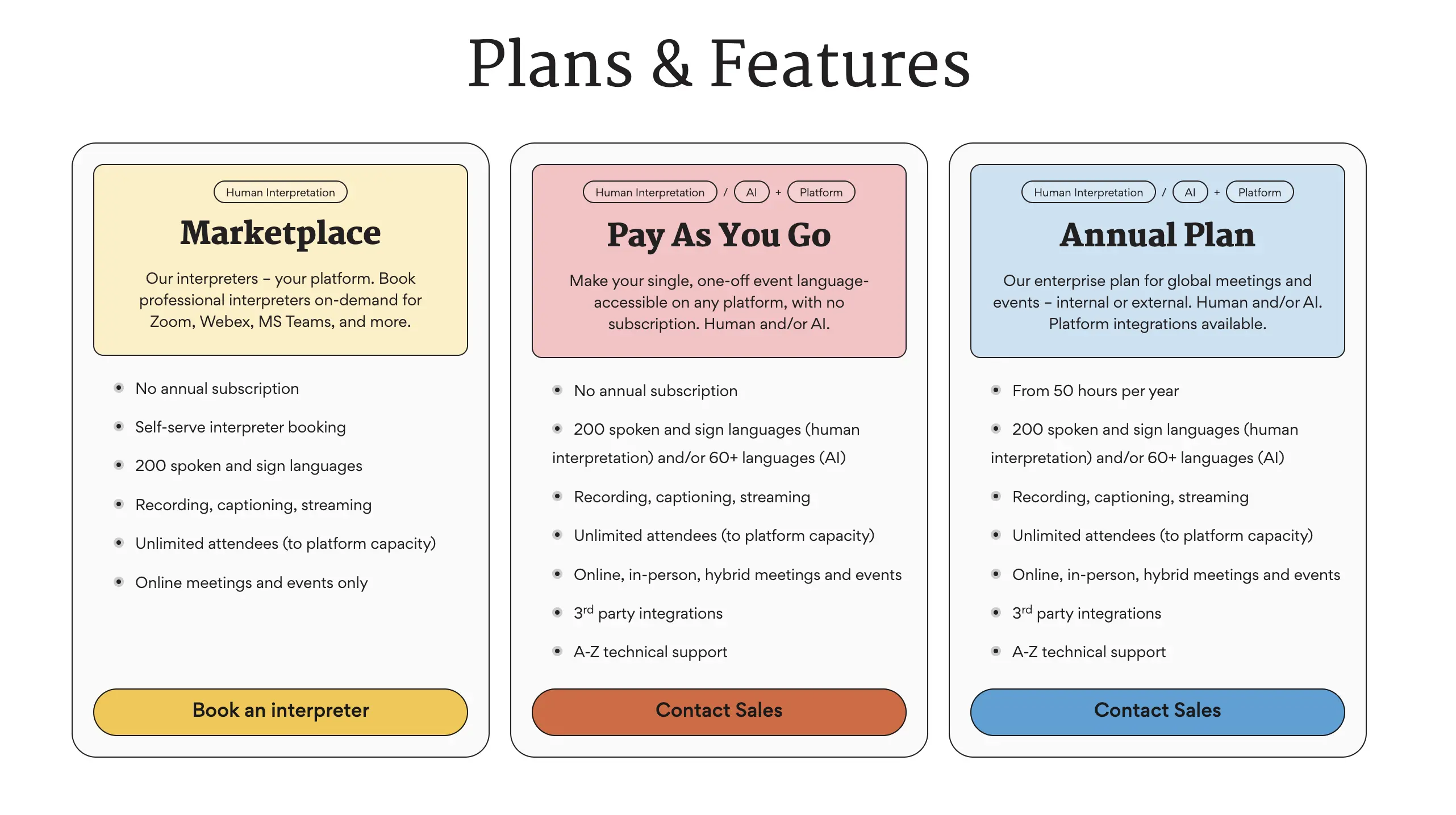 Pricing page of KUDO.