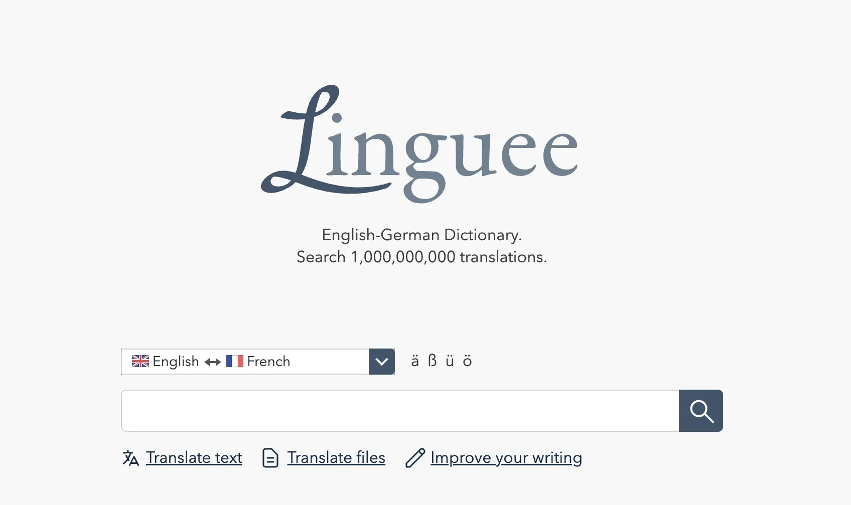 The interface of Linguee.