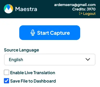 How to transcribe live videos with Maestra's Chrome extension.