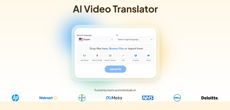 Maestra's AI videooversætter landingsside