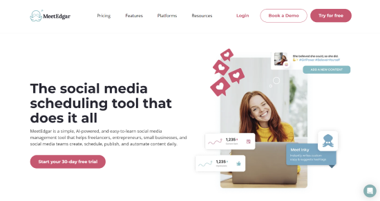 MeetEdgar homepage.