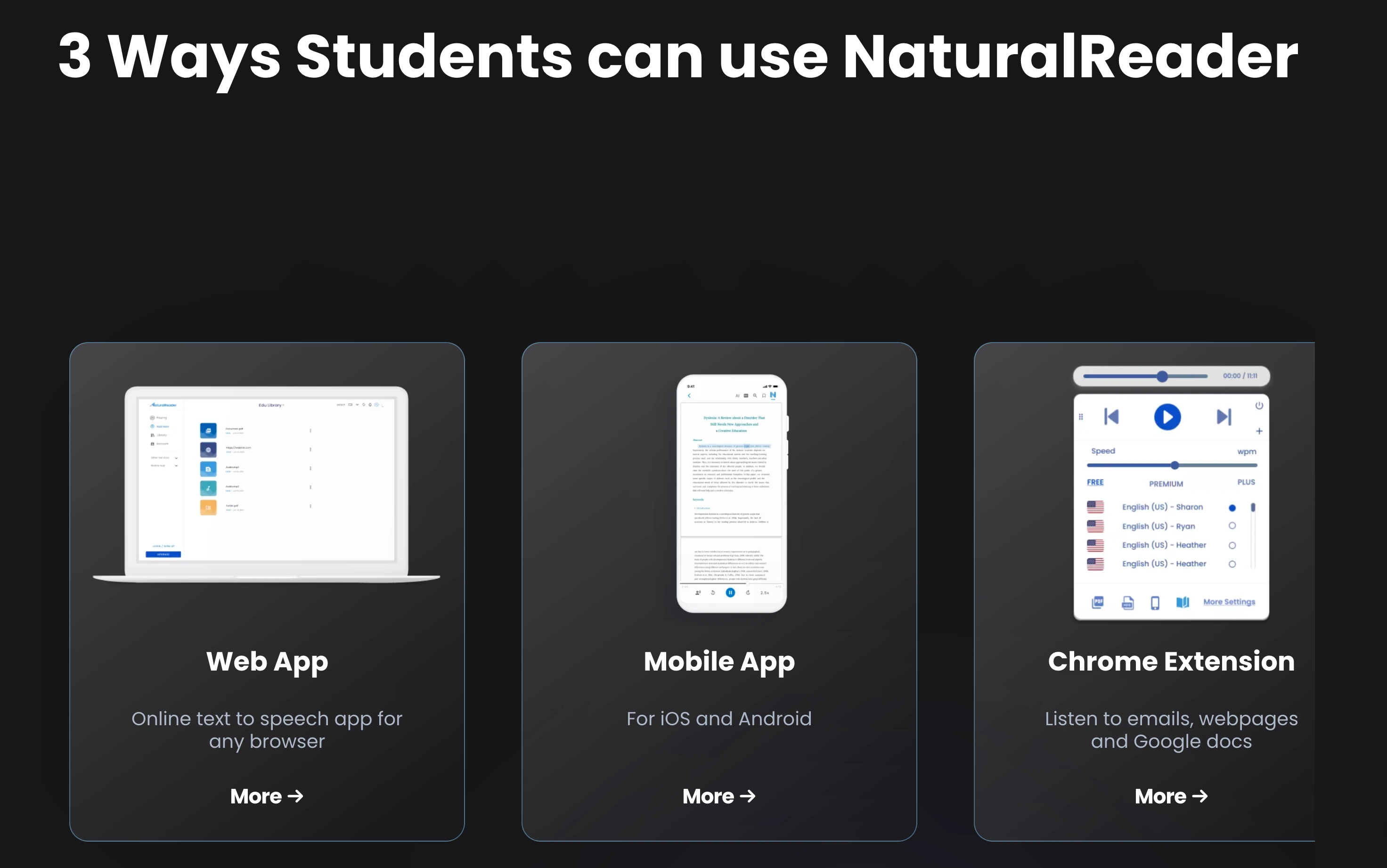 NaturalReader read aloud apps for dyslexia available on web, mobile, and Chrome