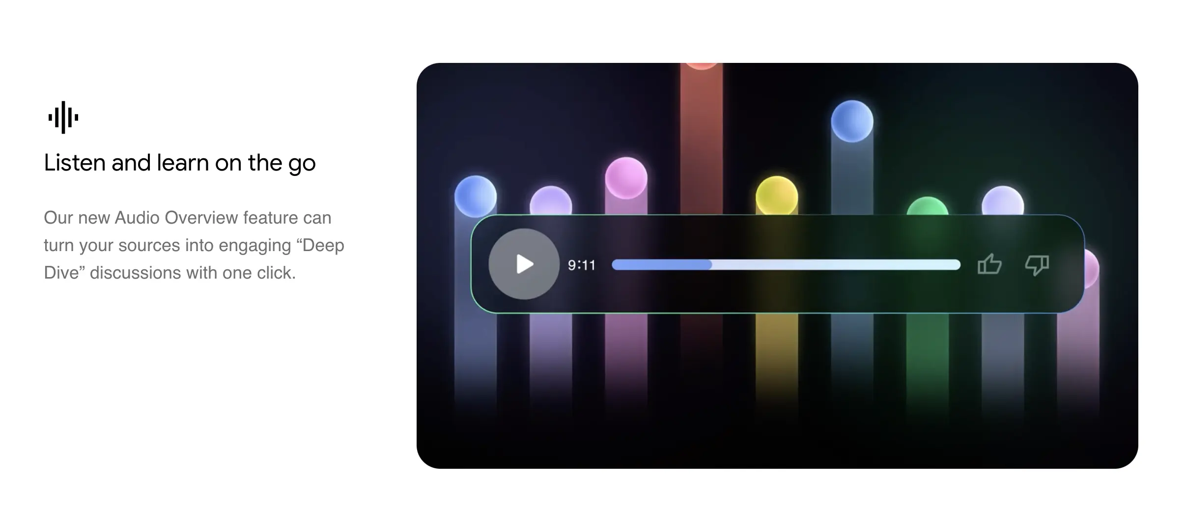 The audio overview feature of NotebookLM.
