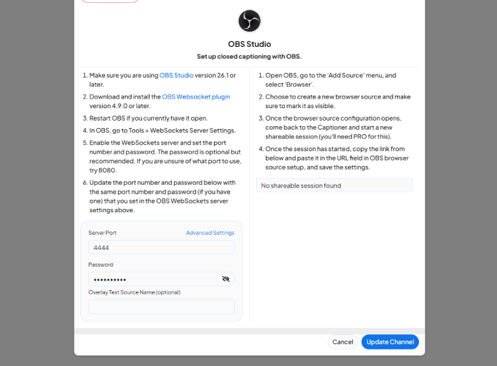 OBS integration instructions for Maestra's live translator
