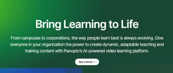 Panopto homepage.