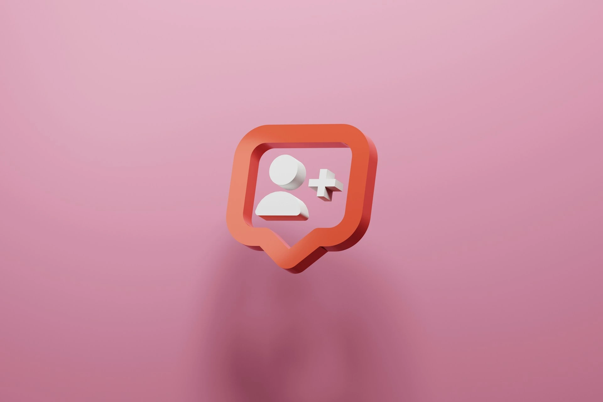 3D follower notification icon on a pink background.