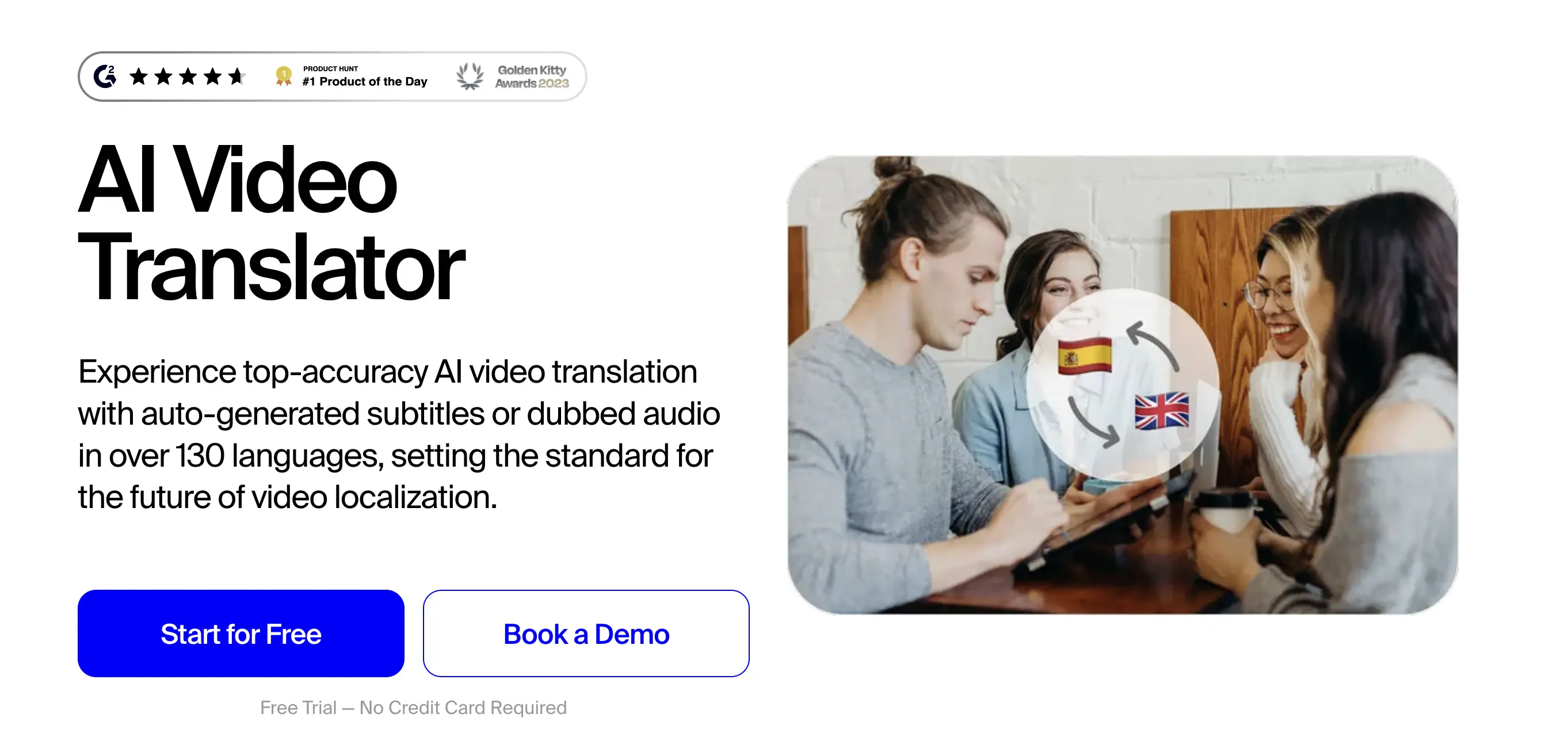 The web page of Rask AI's video translator.