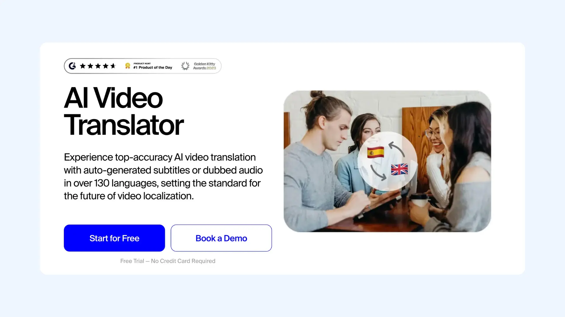 The web page of Rask AI's video translator.