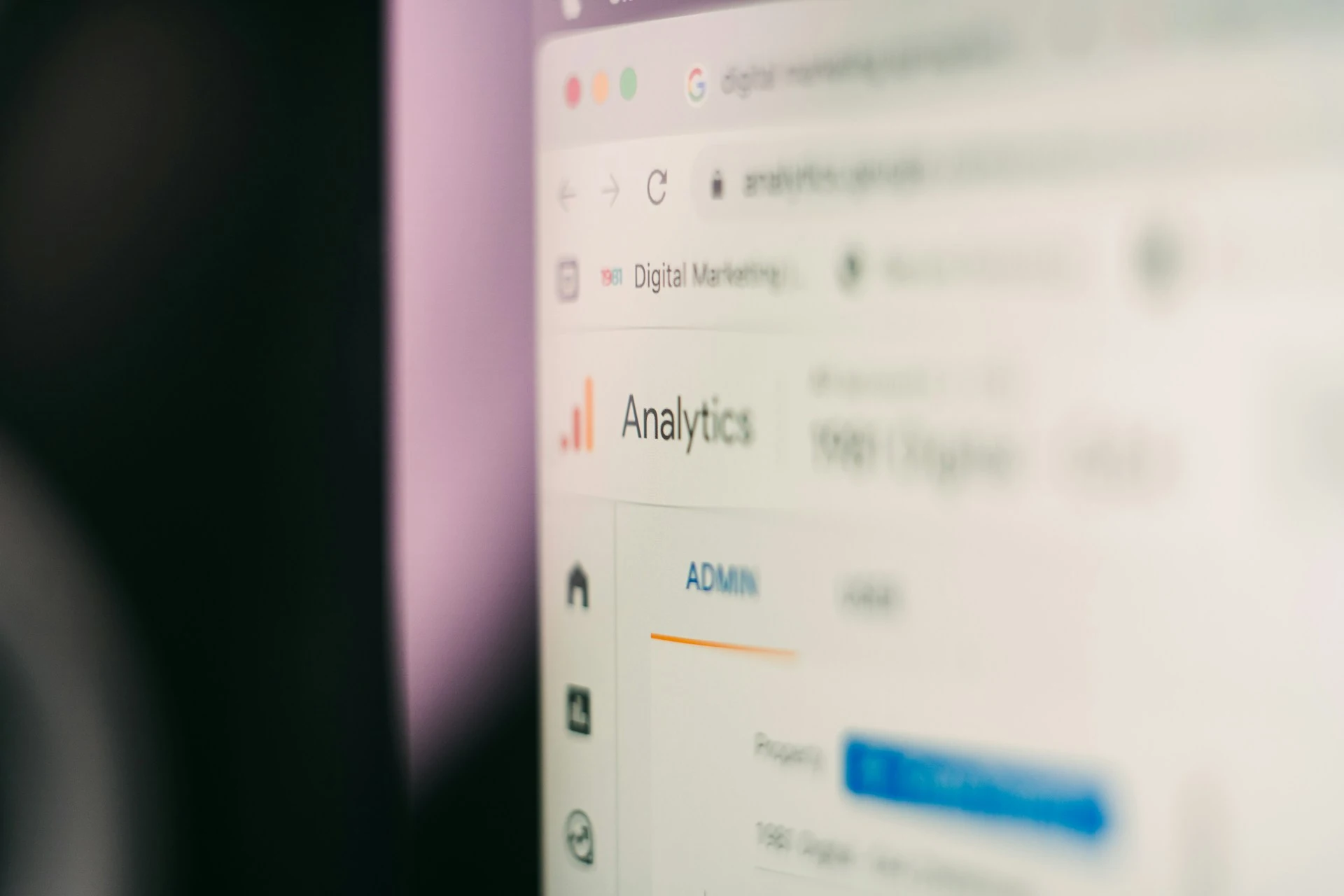  A computer screen showing an "Analytics" dashboard for digital marketing.