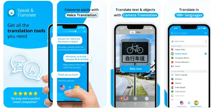 Speak & Translate promotion screenshots.