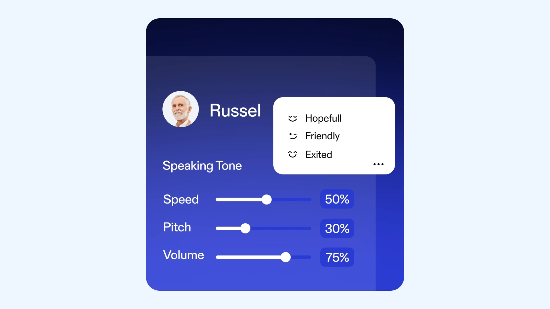 The voice customization features of Speechify.