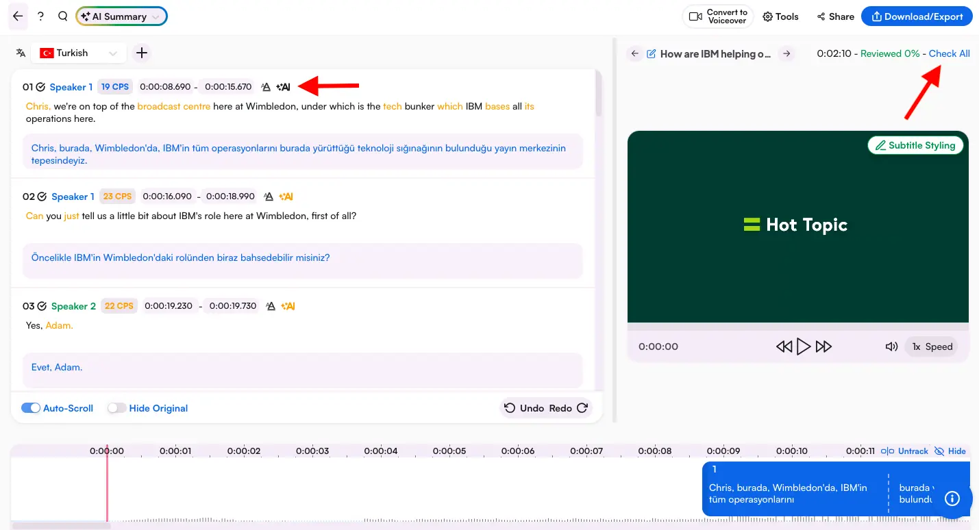 How to use the AI features in Maestra's subtitle translator