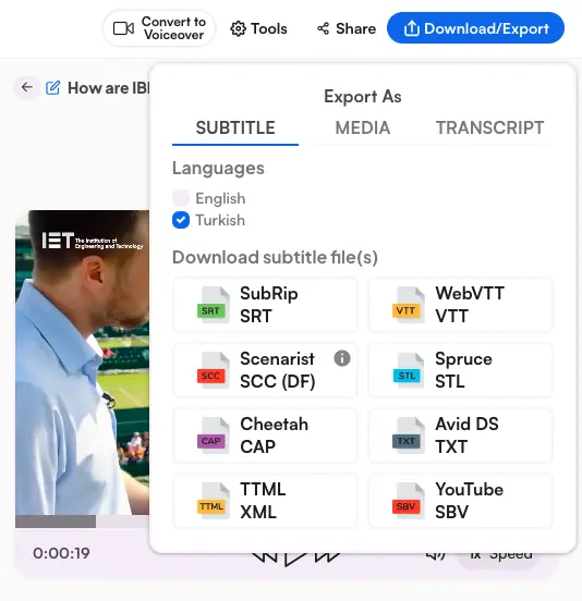 How to export translated subtitles using Maestra