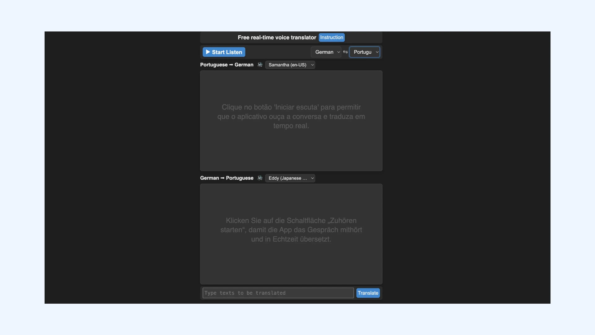 A web interface for the TalkPersona free real-time voice translator.