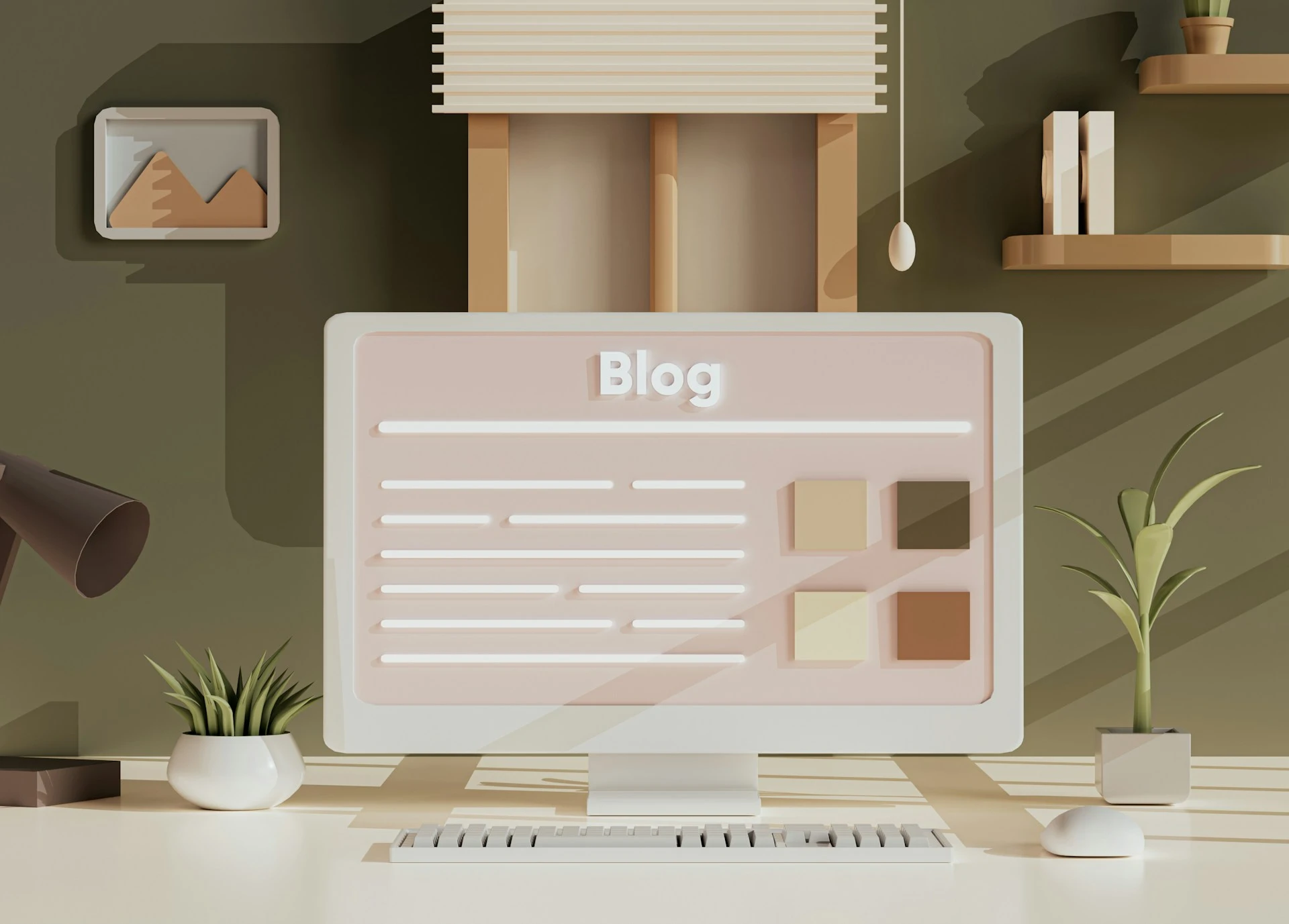  A 3D render of a computer screen displaying a blog post.