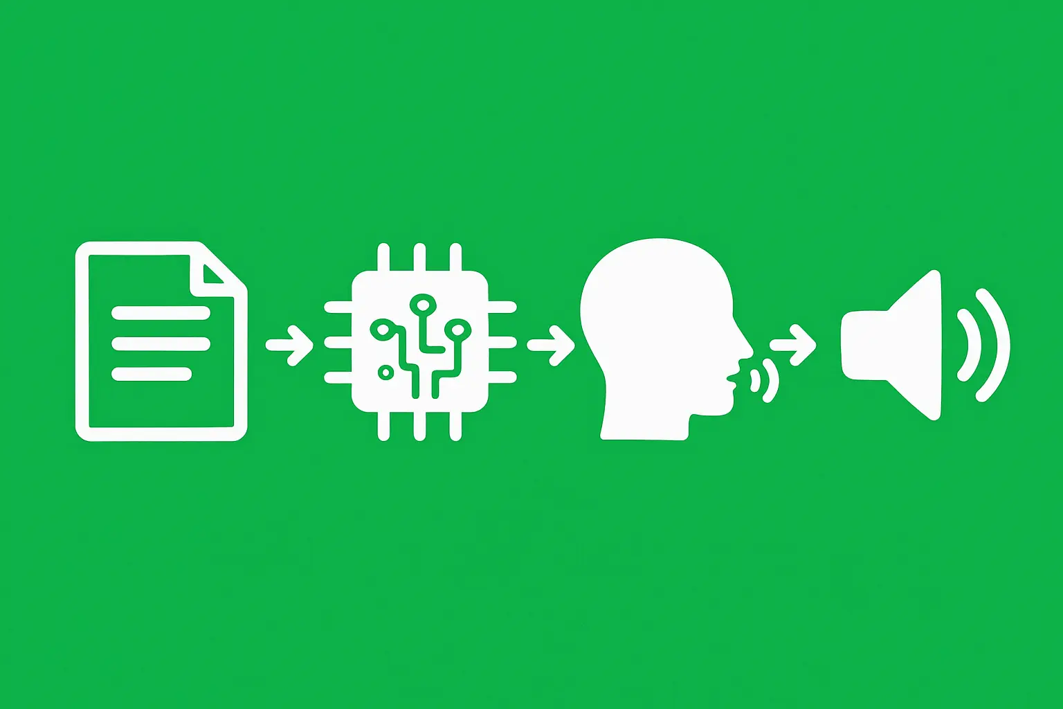 An icon-based diagram representing the text to speech process.