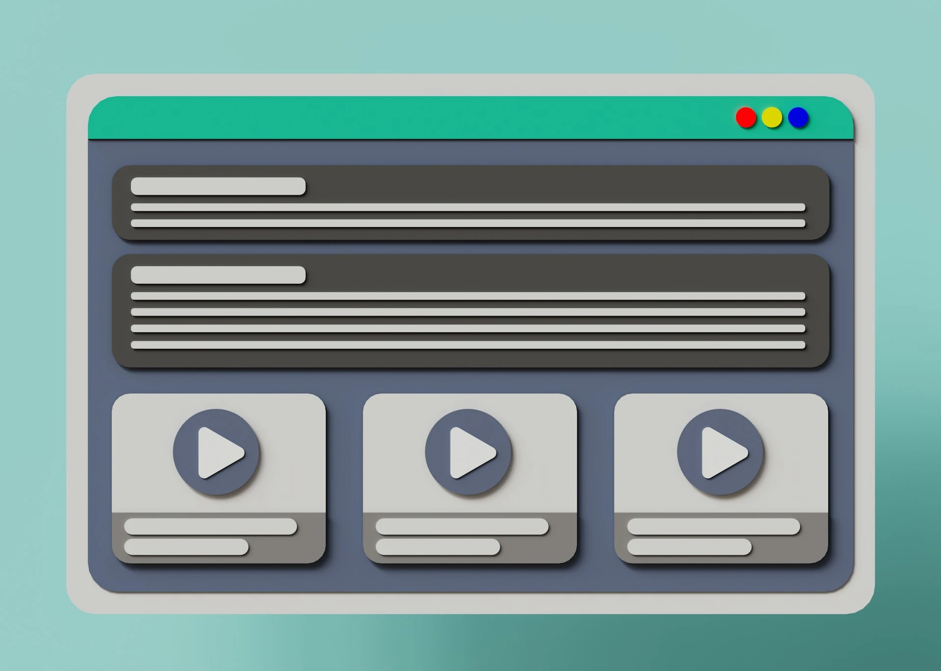 A 3D illustration of a video transcription interface.