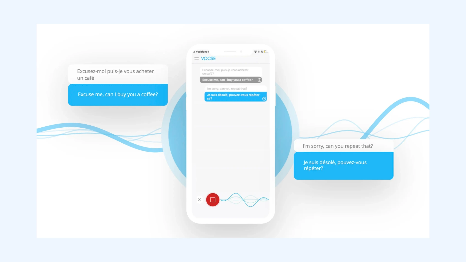 The interface of Vocre app.