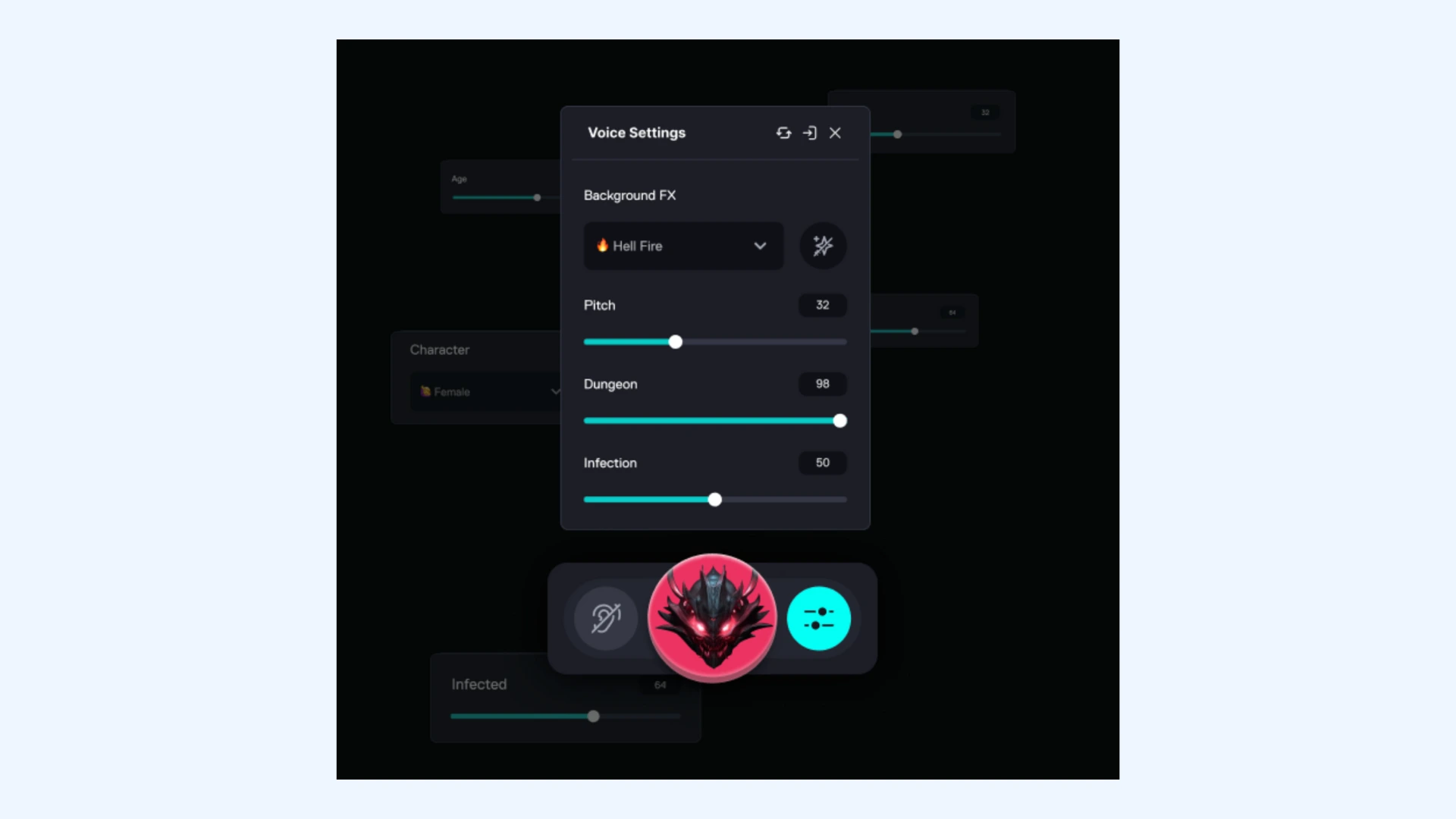 Voice Settings of Voicemod voice changer.