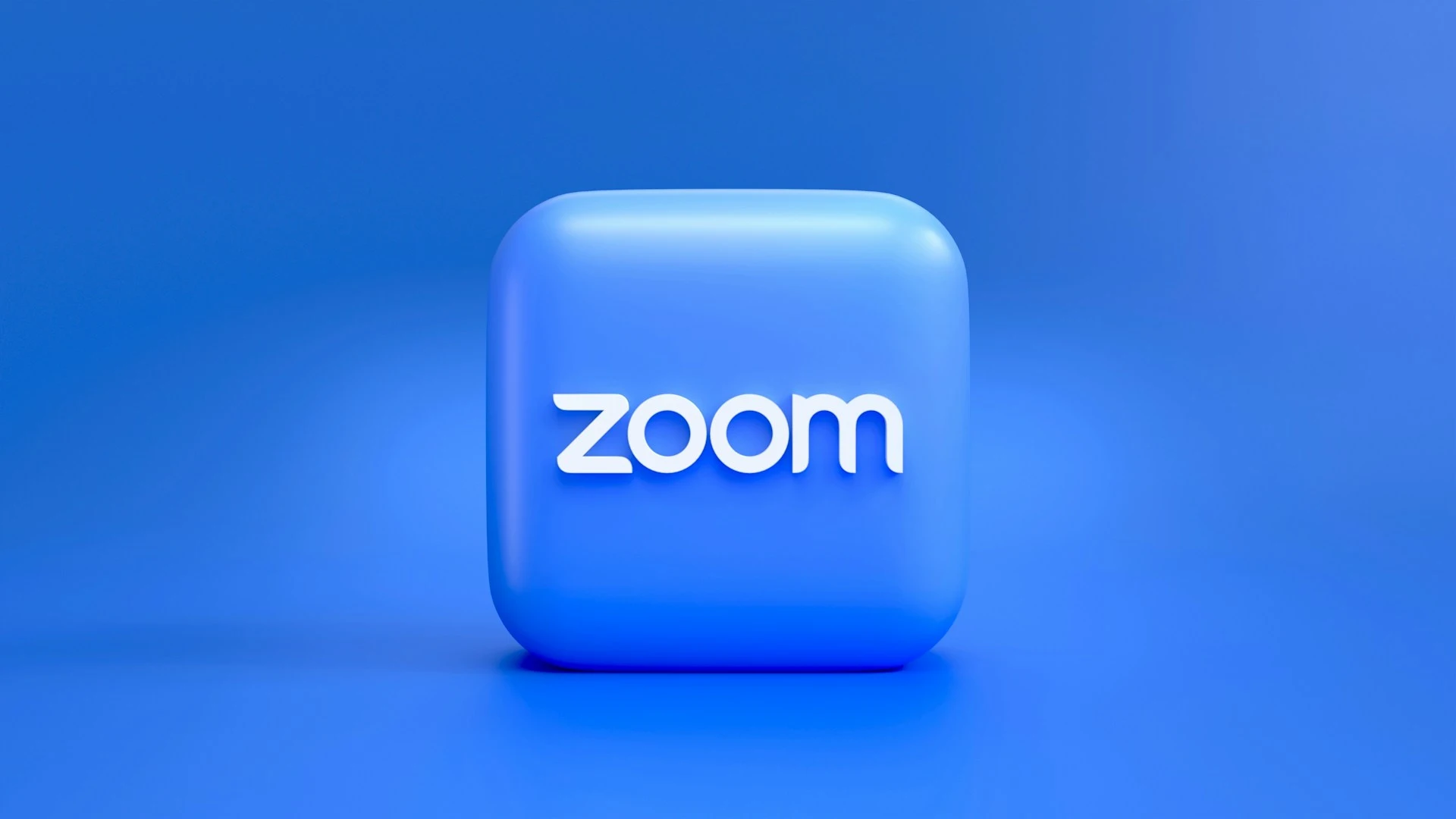 Zoom logo on a blue background.