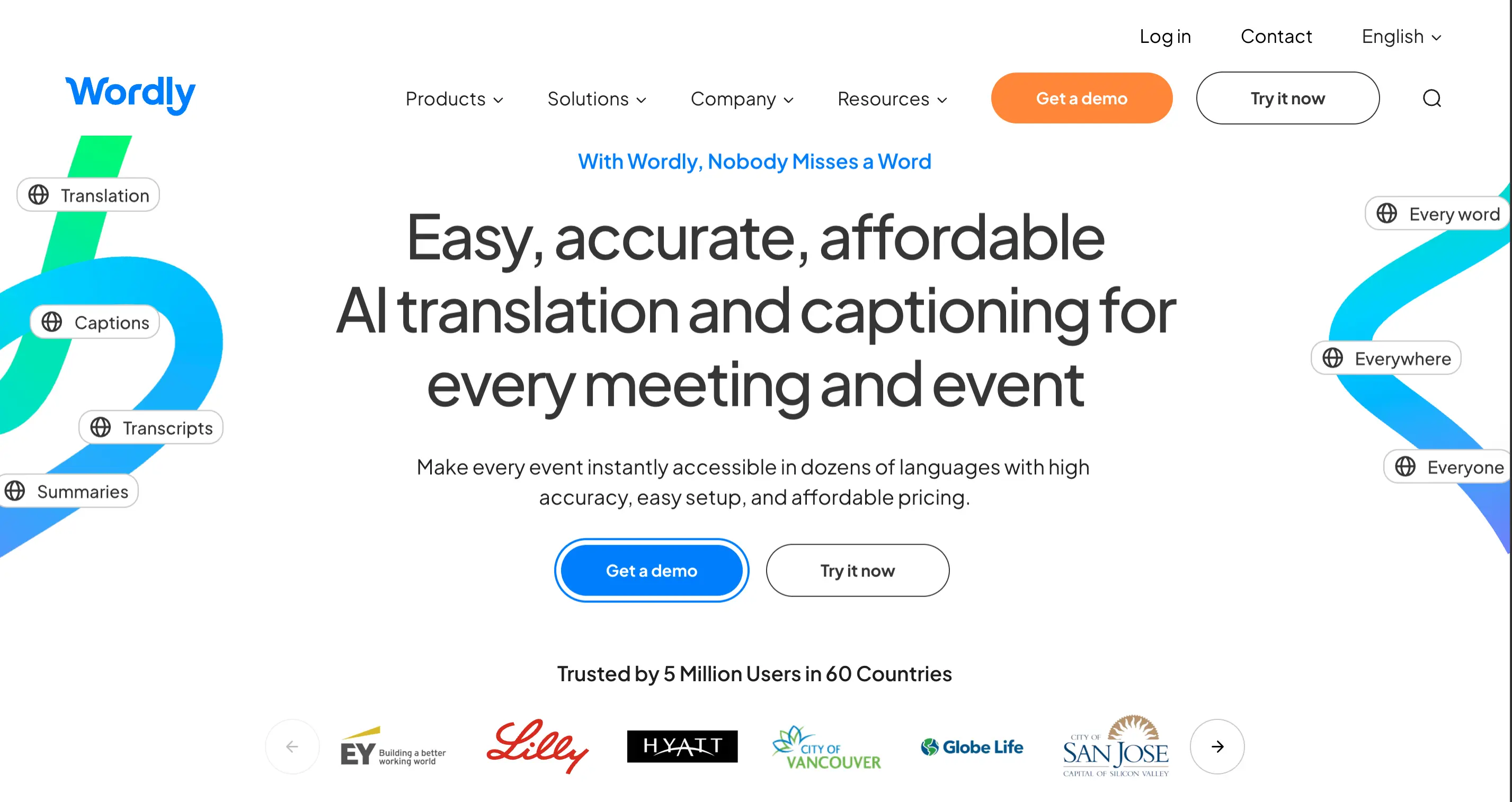 Wordly live language translation software with voice over for events