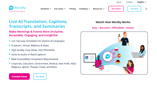 Wordly AI homepage.