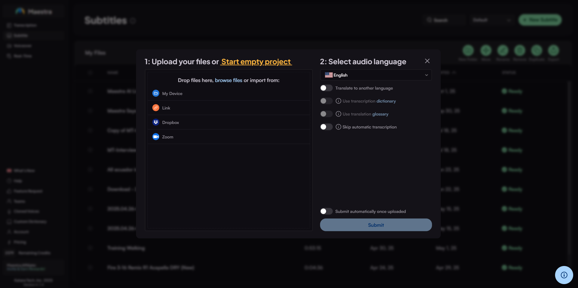 Upload Options