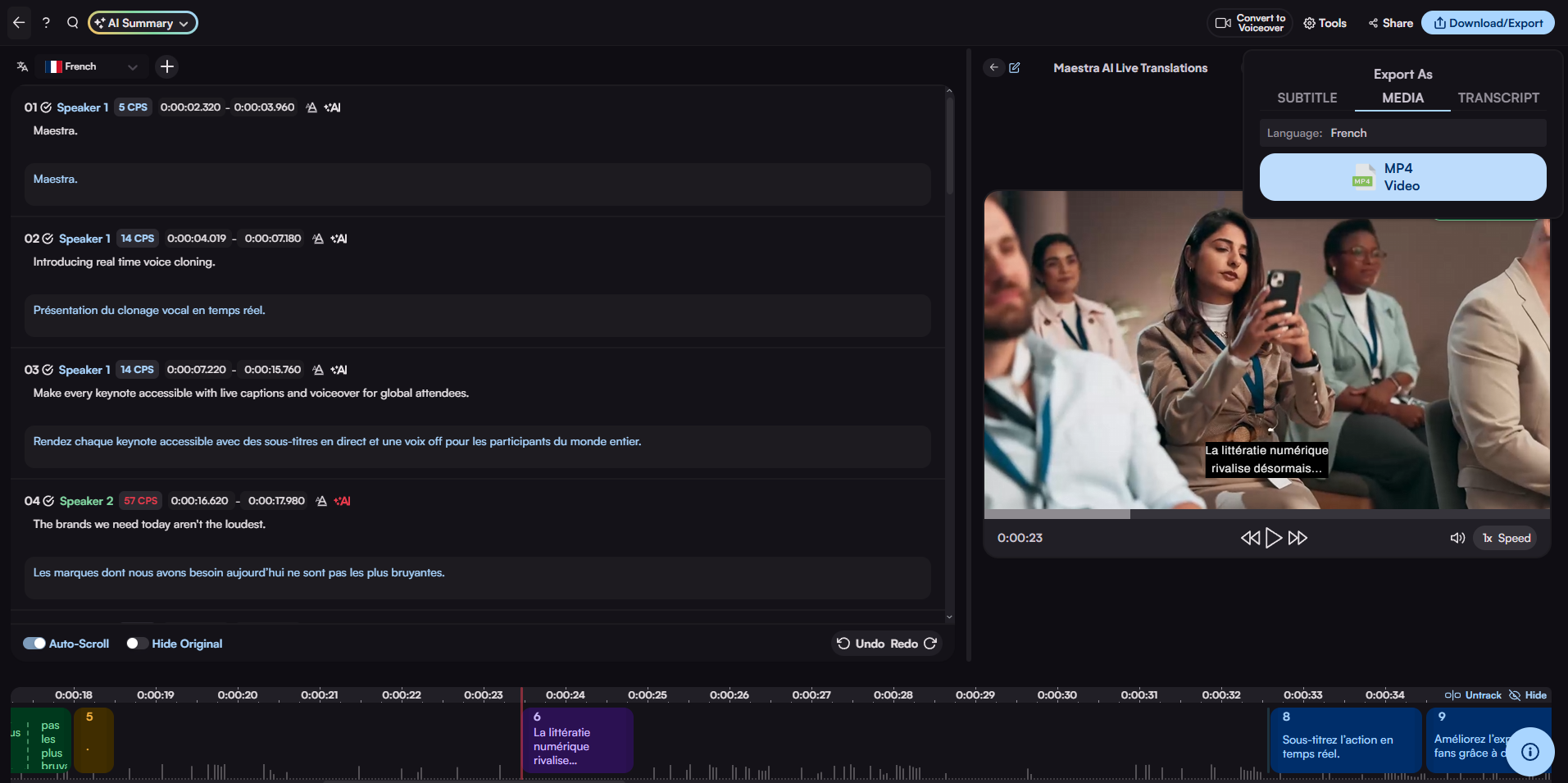 Video export options