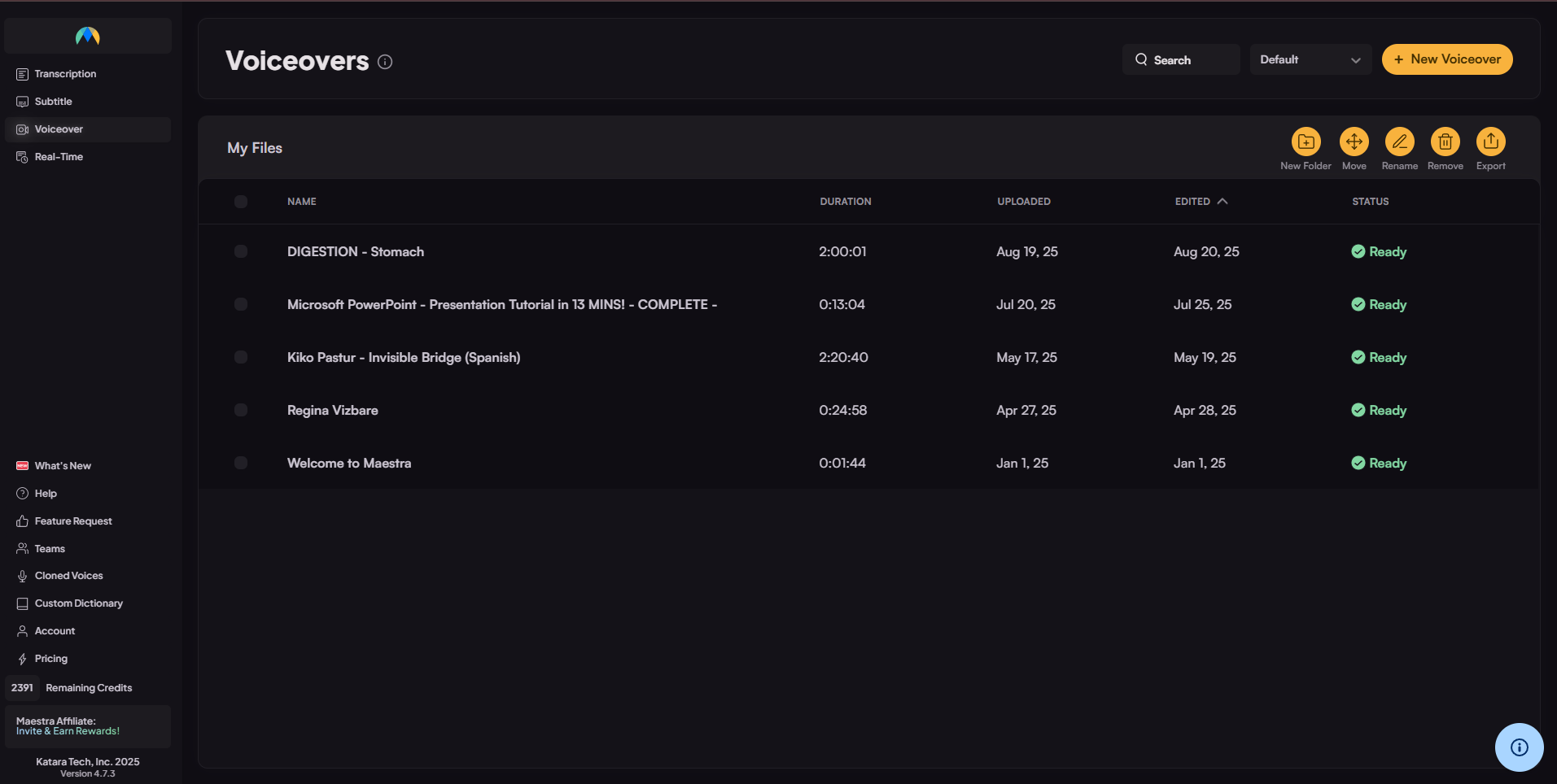 Dashboard navigation