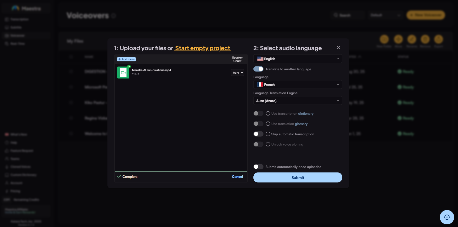 Language selection