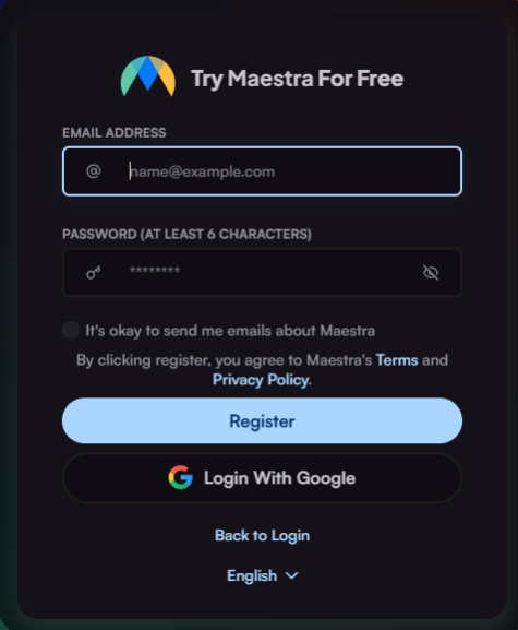 Account Creation Page