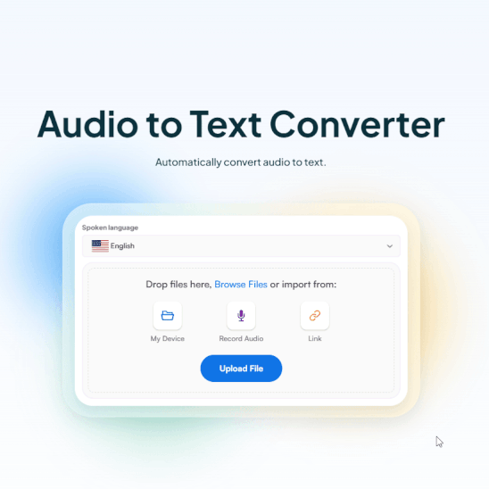 Uploading an audio file and language selection