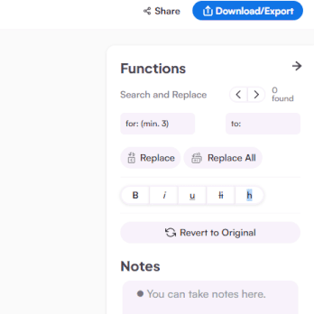 Sharing and exporting options