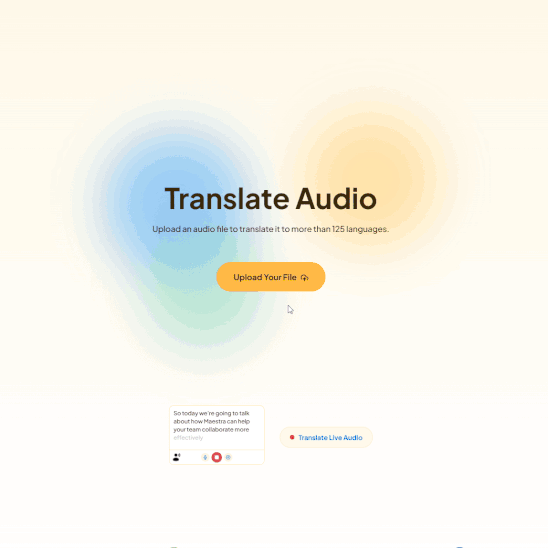 Upload an audio file and choose languages